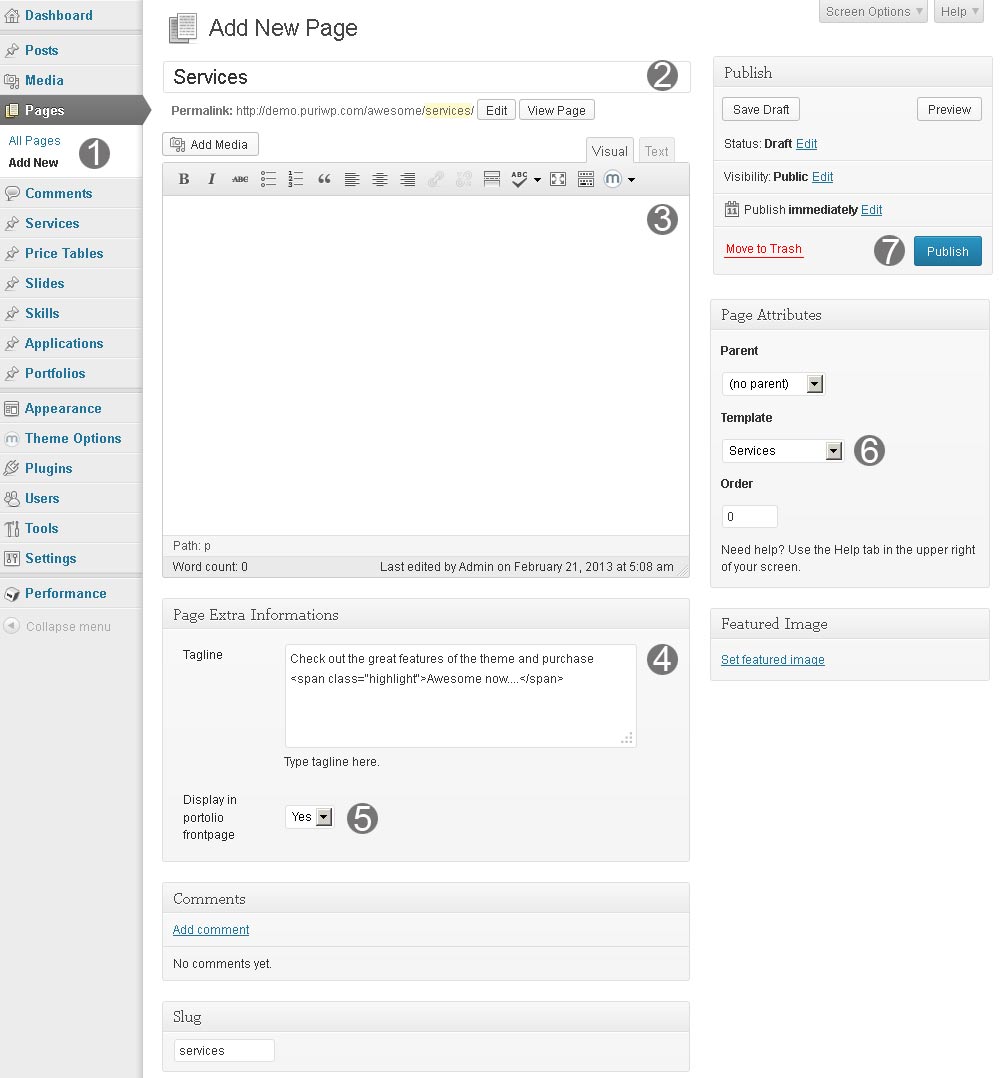 Add New Services page