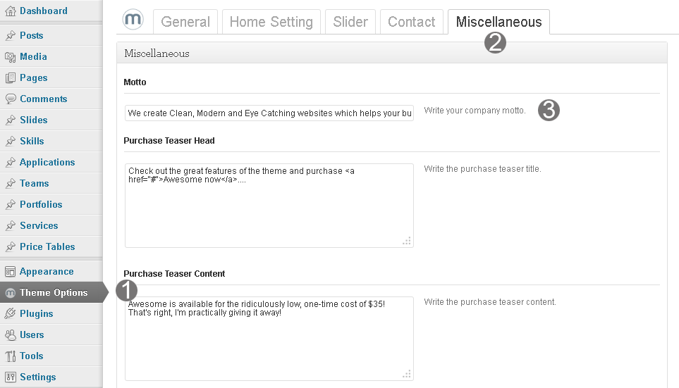 Company's Motto Field