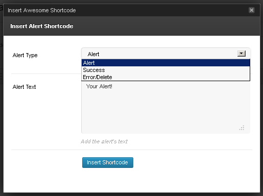 Alert Shortcode Popup